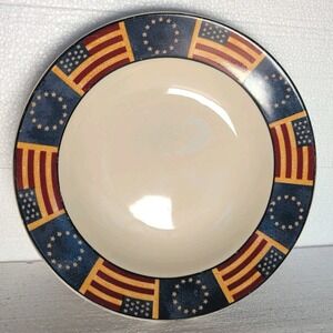 Coventry Liberty Soup Salad Bowls USA Flag Patriotic 9" Stoneware 4th Of July